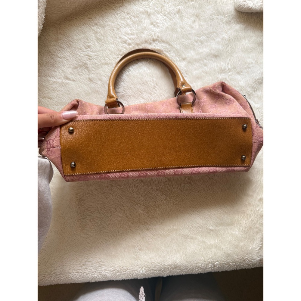 Gucci Pink GG Monogram Canvas Leather Trim Satchel Hand Bag Size OS - Picture 4 of 8